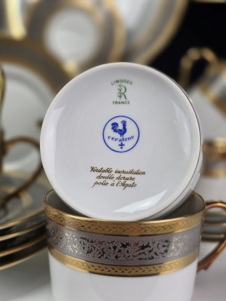 Raynaud Limoges pour Céralène – "Plaisance" – Service 65 Pièces Or & Platine-photo-3