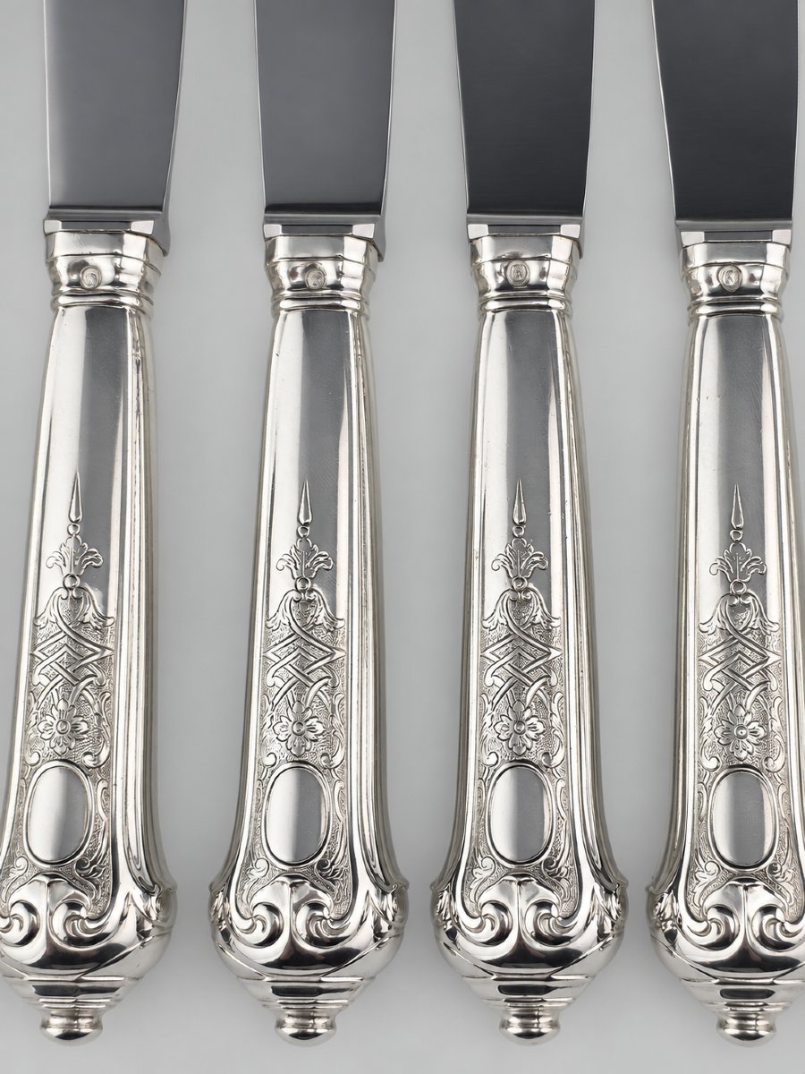 PUIFORCAT "Élysée" - Couteau de Table - Argent 950‰ - 26 cm - 132 g-photo-3