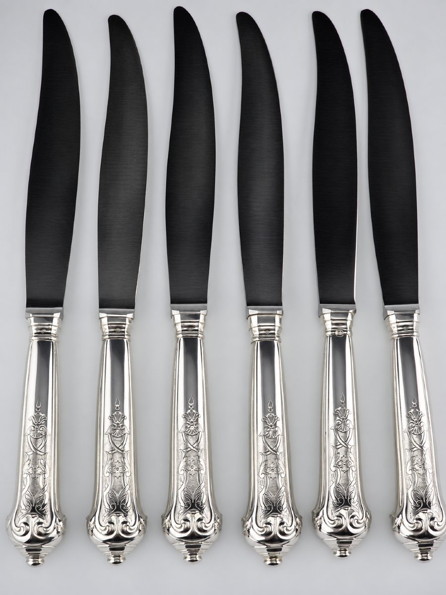 PUIFORCAT "Élysée" - Couteau de Table - Argent 950‰ - 26 cm - 132 g-photo-8