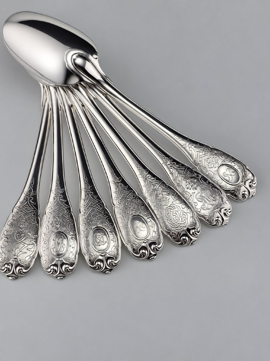 PUIFORCAT "Élysée" - Cuillère de Table - Argent Massif - 950‰ - 21 cm - 95 g-photo-3