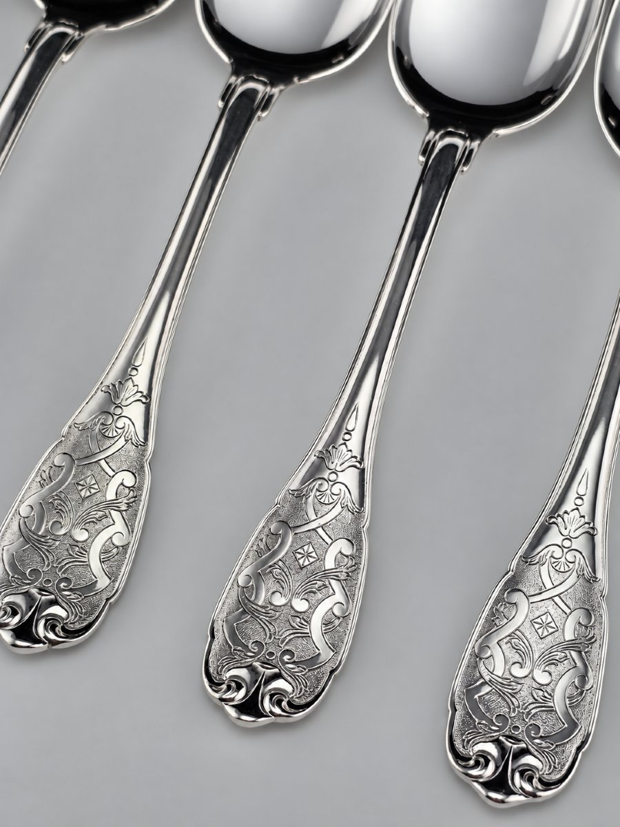 PUIFORCAT "Élysée" - Cuillère de Table - Argent Massif - 950‰ - 21 cm - 95 g-photo-1