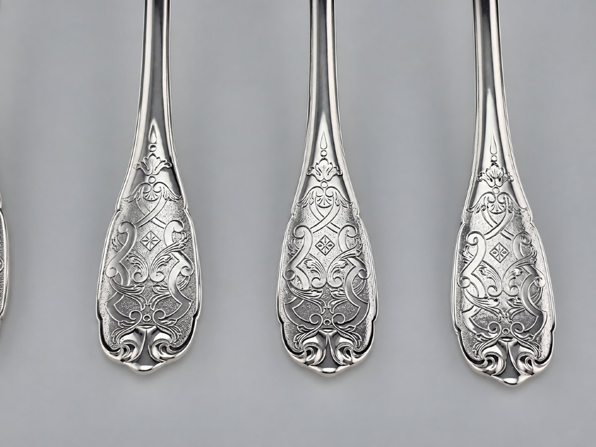 PUIFORCAT "Élysée" - Cuillère de Table - Argent Massif - 950‰ - 21 cm - 95 g-photo-4