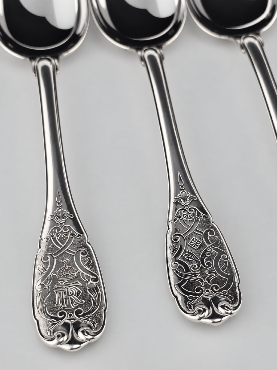 PUIFORCAT "Élysée" - Cuillère de Table - Argent Massif - 950‰ - 21 cm - 95 g-photo-5