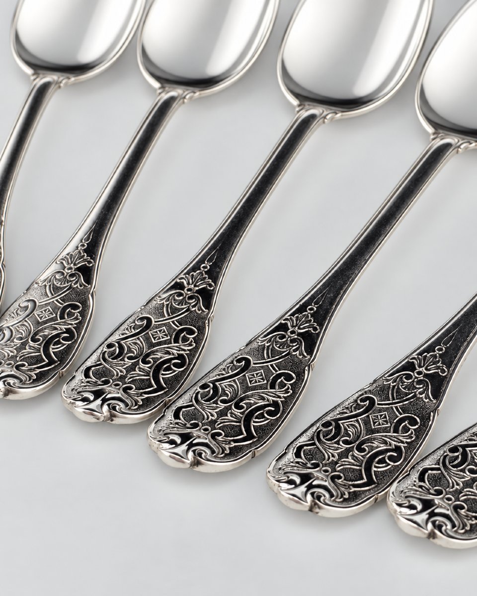 PUIFORCAT "Élysée" - Cuillère de Table - Argent Massif - 950‰ - 21 cm - 95 g-photo-7