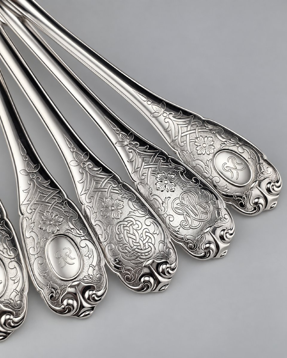 PUIFORCAT "Élysée" - Cuillère de Table - Argent Massif - 950‰ - 21 cm - 95 g-photo-8