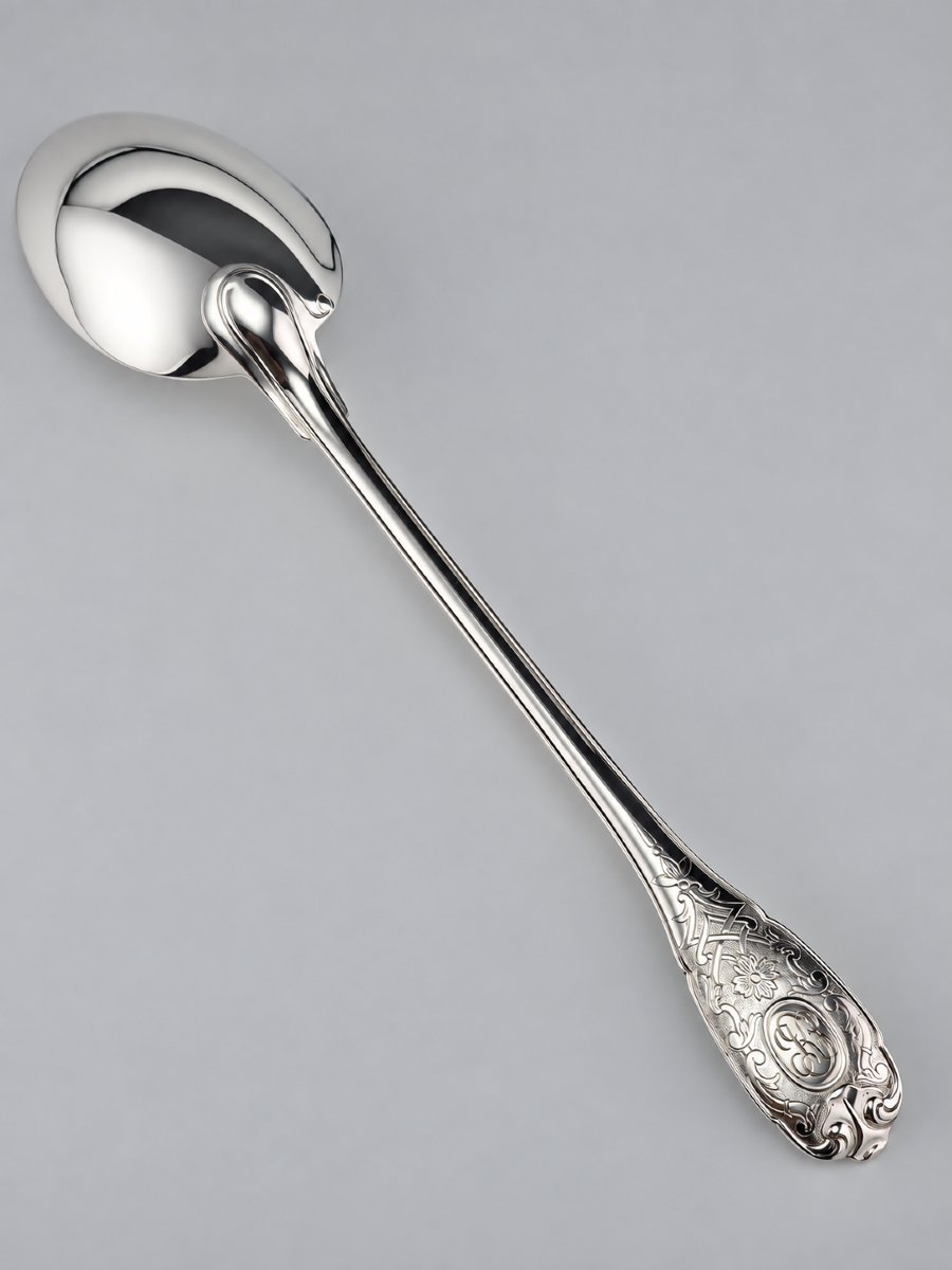 Puiforcat "élysée" - Large Serving Spoon - Solid Silver - 950‰ - 26 Cm - 157 G-photo-2
