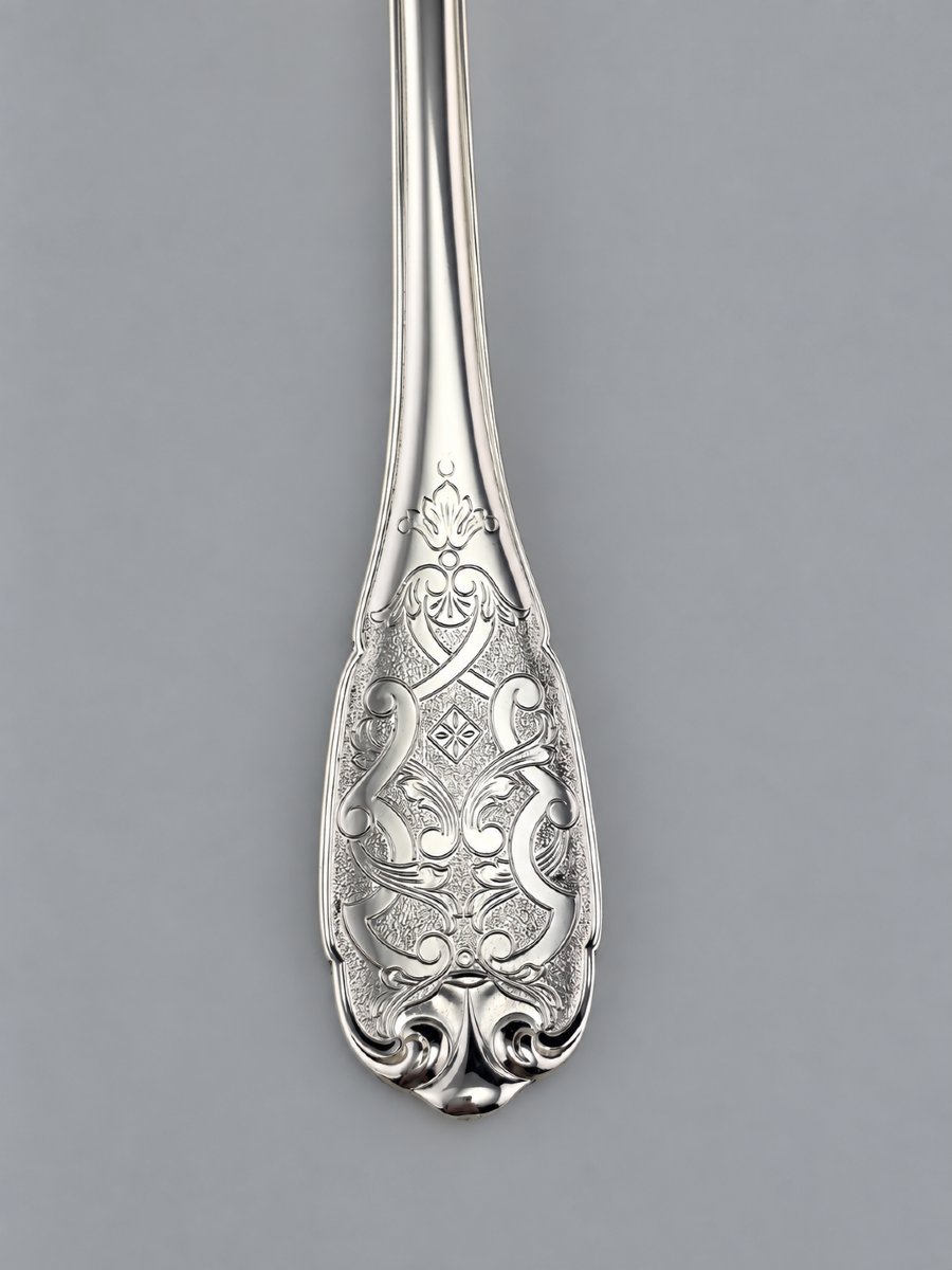 Puiforcat "élysée" - Large Serving Spoon - Solid Silver - 950‰ - 26 Cm - 157 G-photo-4