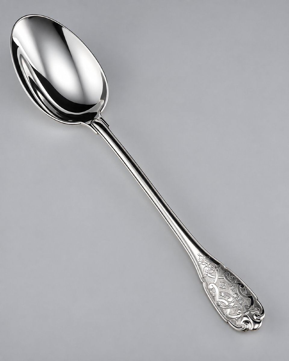 Puiforcat "élysée" - Large Serving Spoon - Solid Silver - 950‰ - 26 Cm - 157 G