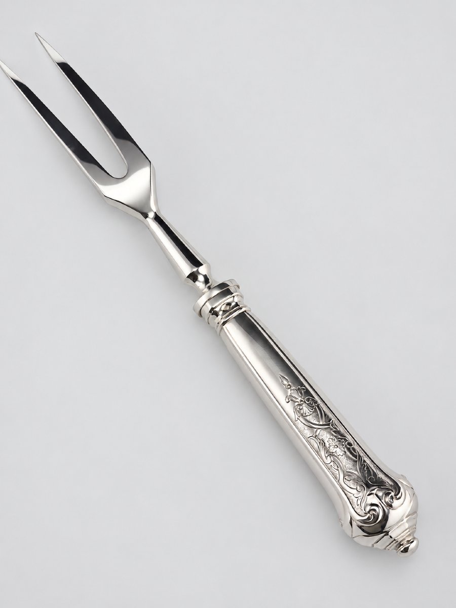 PUIFORCAT "Élysée" - Fourchette à Gibier - Argent Massif - 950‰ - 24,5 cm - 157 g-photo-4