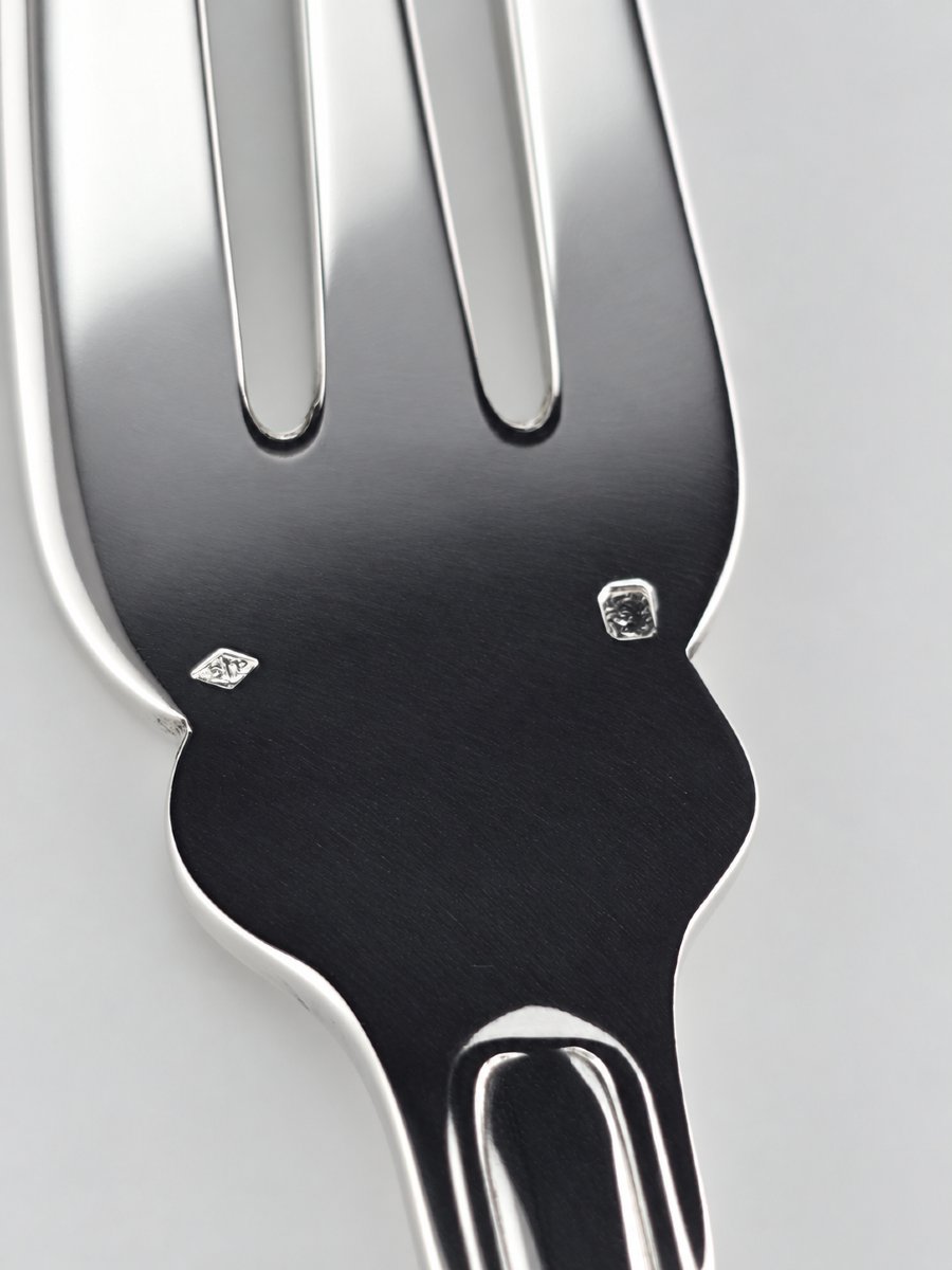 Puiforcat "élysée" - Serving Fork - Solid Silver - 950‰ - 26.5 Cm - 123 G-photo-4