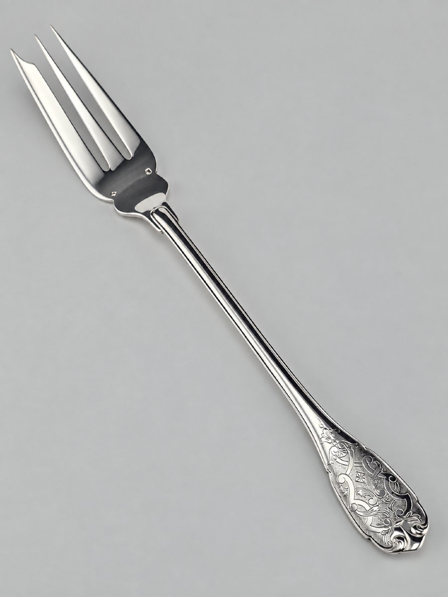 Puiforcat "élysée" - Serving Fork - Solid Silver - 950‰ - 26.5 Cm - 123 G