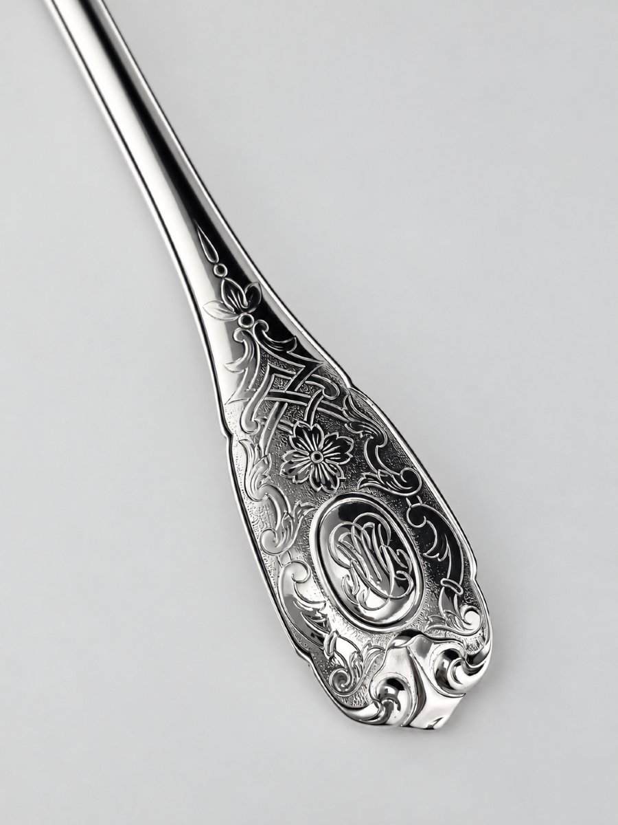 Puiforcat "élysée" - Fish Fork - Solid Silver - 950‰ - 18 Cm - 63 G-photo-4