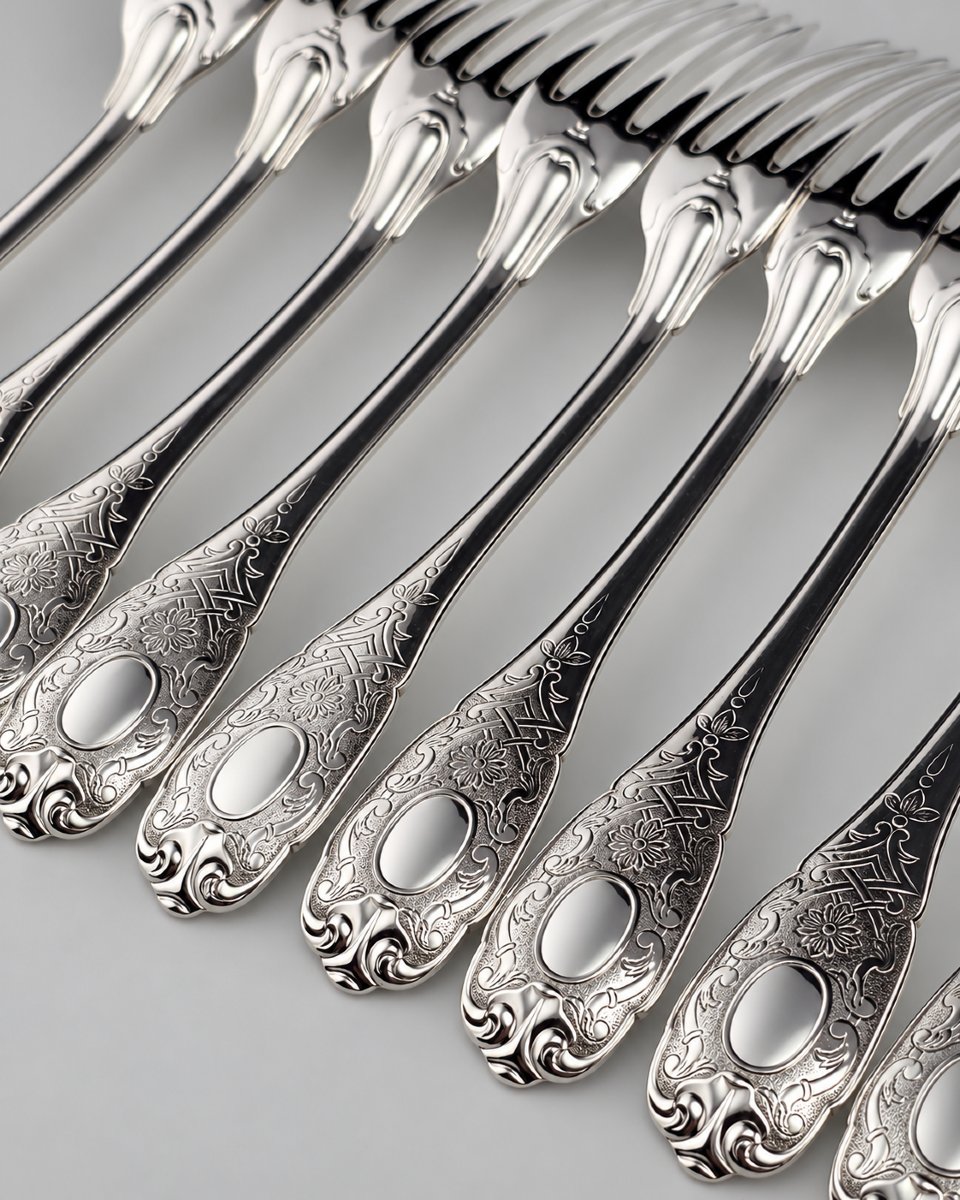 PUIFORCAT "Élysée" - Fourchette de Table - Argent Massif - 950‰ - 21 cm - 90 g-photo-4