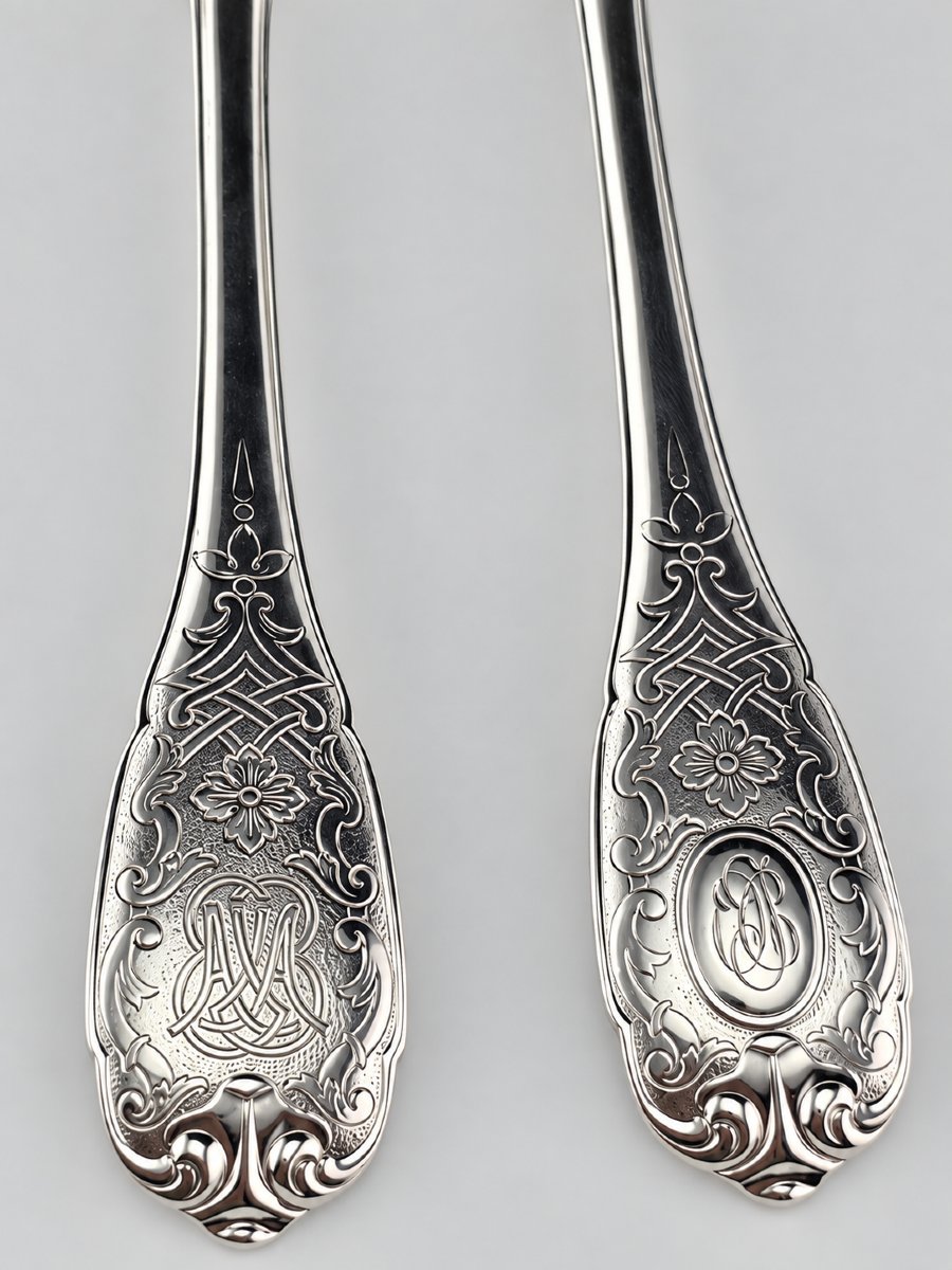 PUIFORCAT "Élysée" - Fourchette de Table - Argent Massif - 950‰ - 21 cm - 90 g-photo-2
