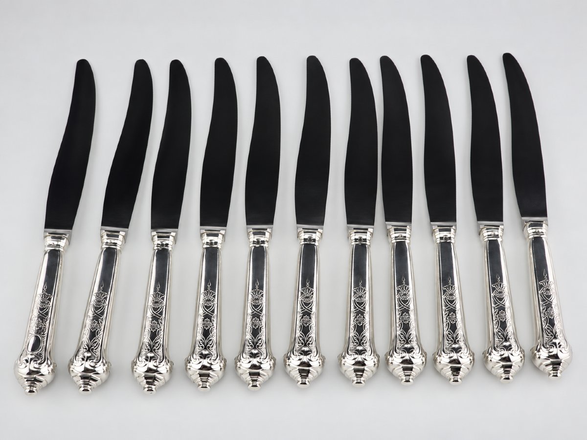 PUIFORCAT "Élysée" - Couteau à Dessert / Entremets - Argent 950‰ - 21 cm - 83 g-photo-4