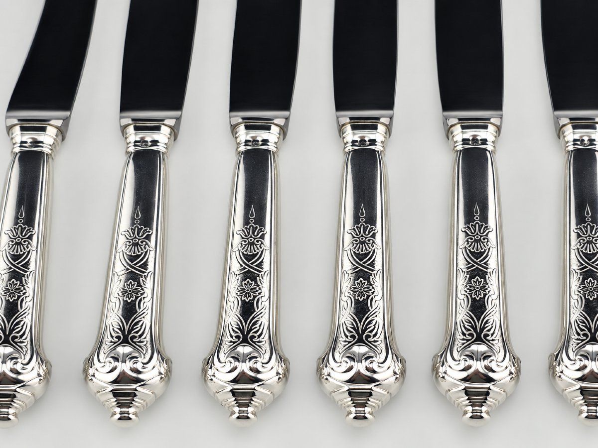 PUIFORCAT "Élysée" - Couteau à Dessert / Entremets - Argent 950‰ - 21 cm - 83 g-photo-1
