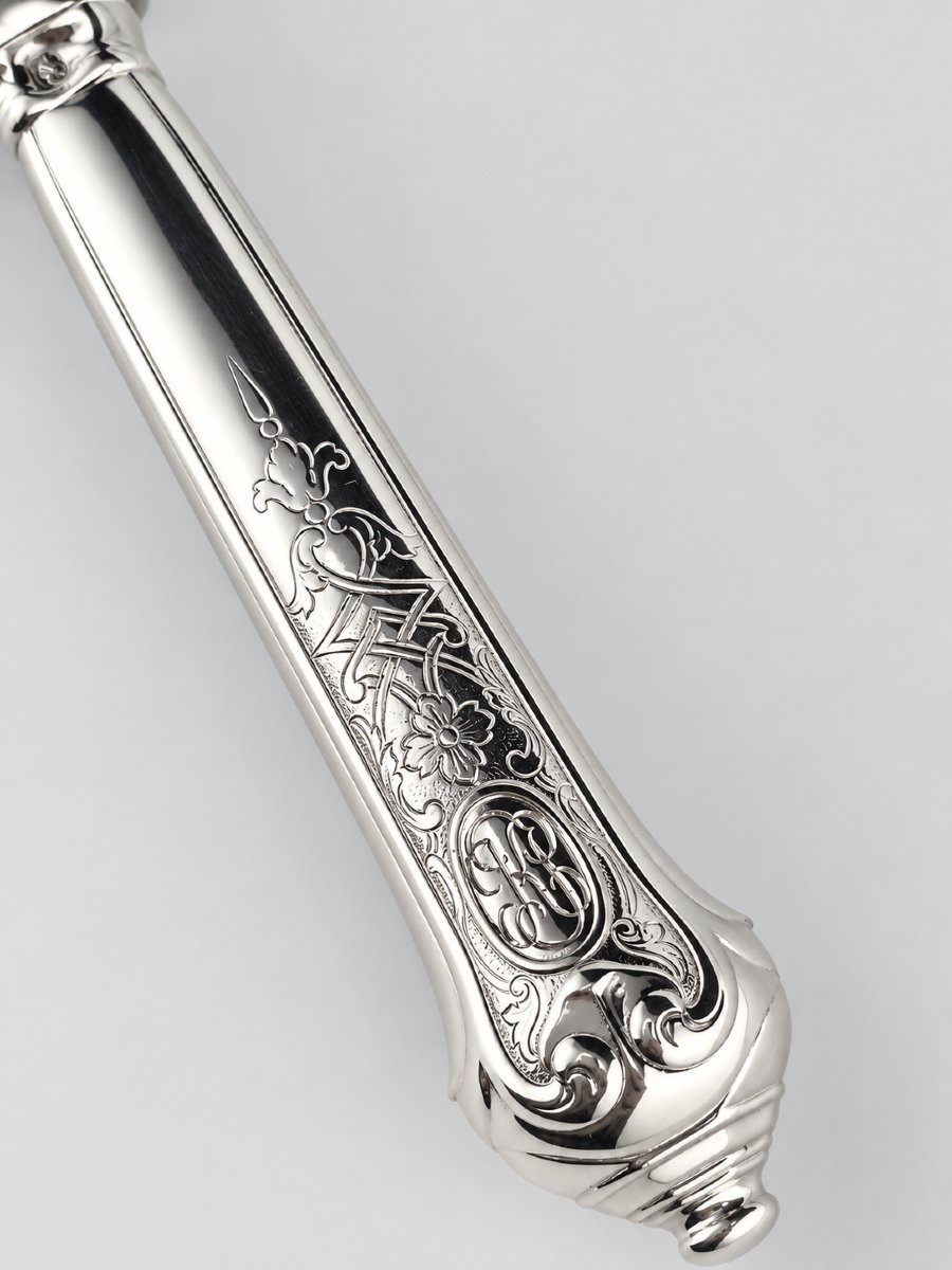 PUIFORCAT "Élysée" - Couteau à Dessert / Entremets - Argent 950‰ - 21 cm - 83 g-photo-2
