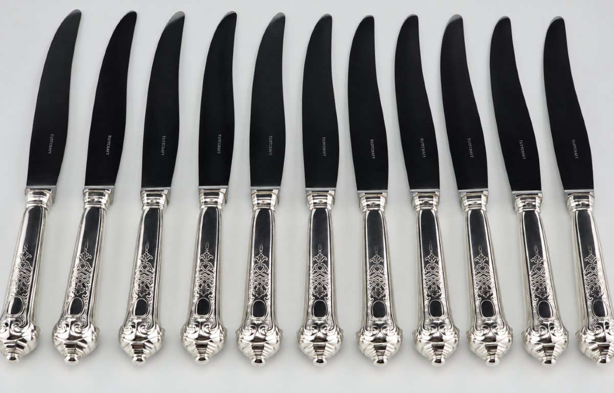 PUIFORCAT "Élysée" - Couteau à Dessert / Entremets - Argent 950‰ - 21 cm - 83 g