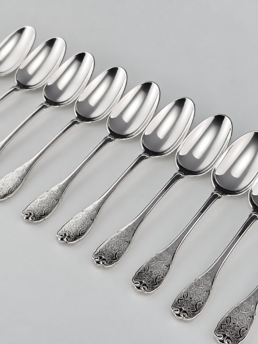 Puiforcat "élysée" - Dessert Spoon / Dessert Server - Solid Silver - 950‰ - 17 Cm - 60 G-photo-2