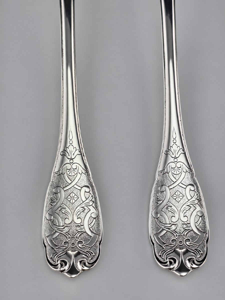 Puiforcat "élysée" - Dessert Spoon / Dessert Server - Solid Silver - 950‰ - 17 Cm - 60 G-photo-1