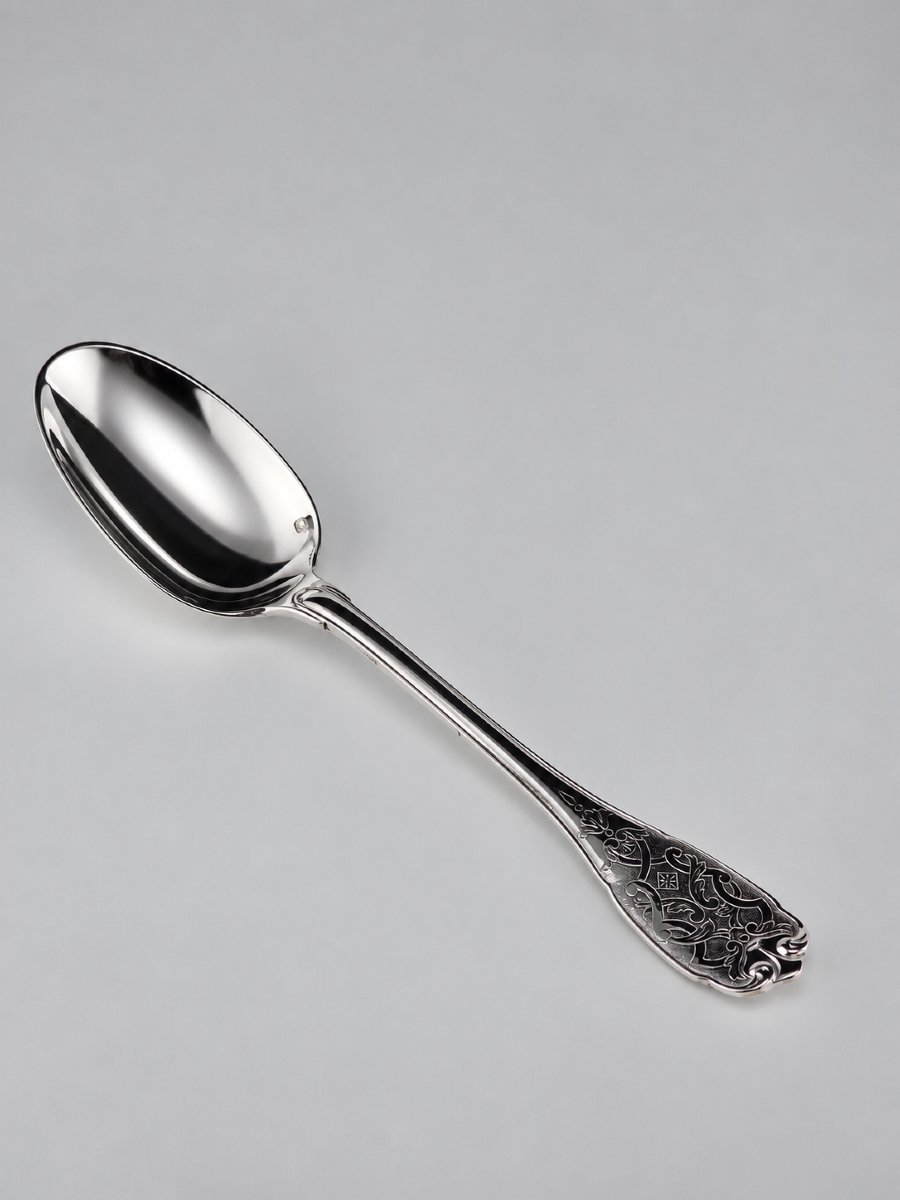 Puiforcat "élysée" - Dessert Spoon / Dessert Server - Solid Silver - 950‰ - 17 Cm - 60 G-photo-2