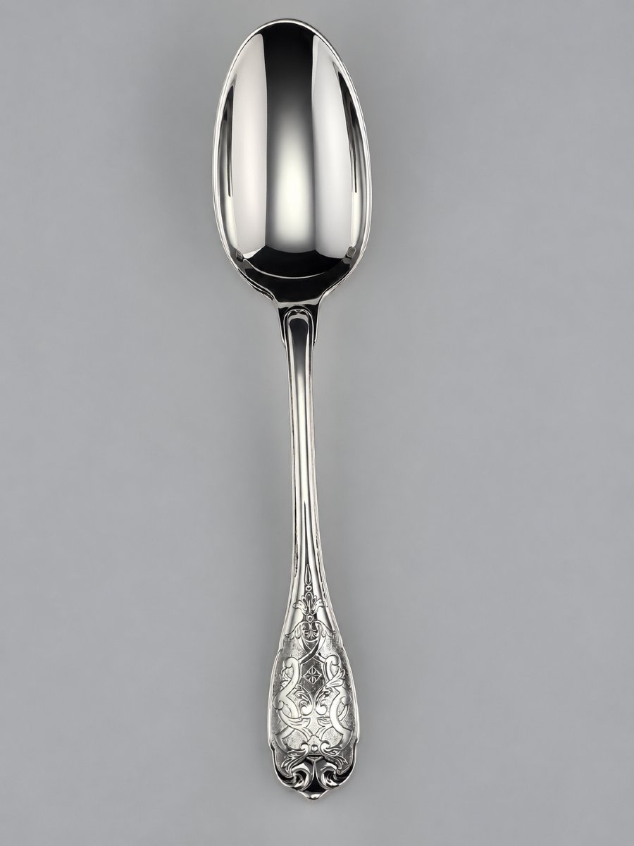 Puiforcat "élysée" - Dessert Spoon / Dessert Server - Solid Silver - 950‰ - 17 Cm - 60 G-photo-4