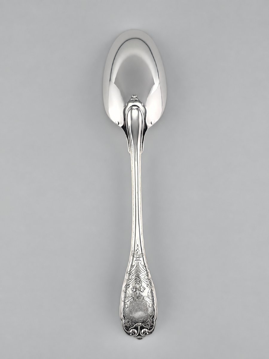 Puiforcat "élysée" - Dessert Spoon / Dessert Server - Solid Silver - 950‰ - 17 Cm - 60 G-photo-5
