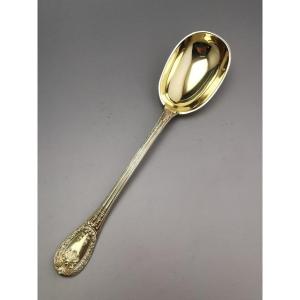 Odiot - "louveciennes" - Serving Spoon - Sterling Silver Vermeil Minerve