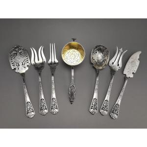 Puiforcat "fer De Lance" - Rare Set Of Mignardises/tea Service Pieces - Silver 