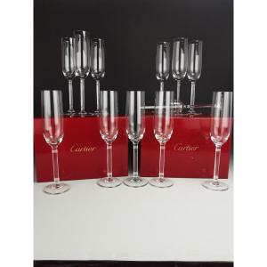 Cartier - "must" - Set Of 12 Crystal Champagne Flutes