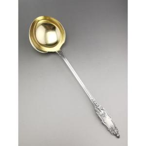 Puiforcat "acanthe" - Cream Serving Ladle - Silver Minerva Vermeil