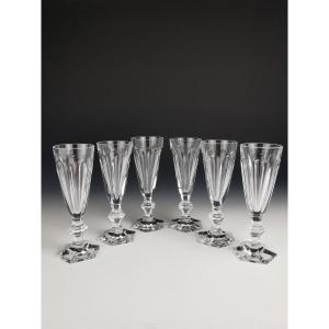 Baccarat - Harcourt 1841 - 6 Flûtes En Cristal (17,8 Cm) - Etat Neuf