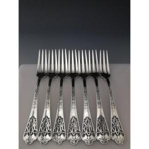 Puiforcat - "fer De Lance" - 6 Table Forks (24 Pcs Available) - Sterling Silver