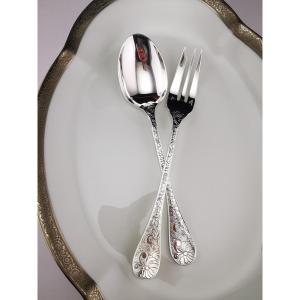 Christofle "jardin d' Eden" - 2-piece Serving Set - Silver Plated 