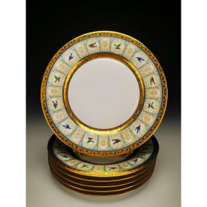 Haviland & Parlon - "bengalis" - 6 Dessert Plates ø 22 Cm - Perfect Condition