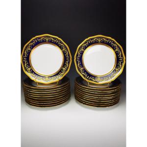 RAYNAUD - Limoges "Grand Siècle" - 1 Assiette à Dessert ∅ 22,5 cm - Bleu de four