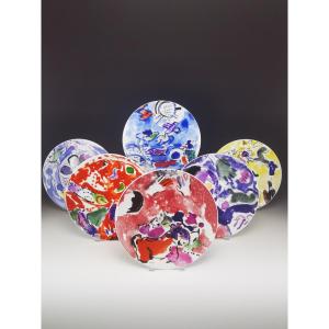 Marc Chagal pour BERNARDAUD - Les Vitraux d'Hadassah 1962 - 1 Assiette à dessert