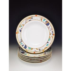 BERNARDAUD LIMOGES – Suite de 6 creuses plates modèle “PARIS” - Ø 22 cm (12 dispo)