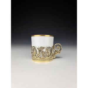 Odiot – Porcelain Cup With Vermeil Mount, Minerve Silver, 1st Title – 19th Century