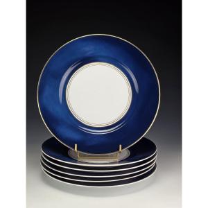 RAYNAUD "Cristobal" Marine - 6 assiettes de table N°3 - Alberto Pinto - 27 cm