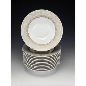 Bernardaud "Sol" - 12 Assiettes creuses à aile ∅ 22,5 cm