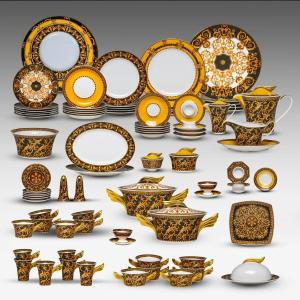 Versace X Rosenthal "barocco" Ikarus Collection 70-piece Tableware Set, Like-new Condition