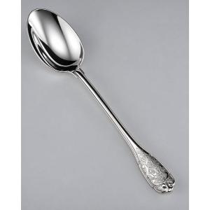 Puiforcat "élysée" - Large Serving Spoon - Solid Silver - 950‰ - 26 Cm - 157 G