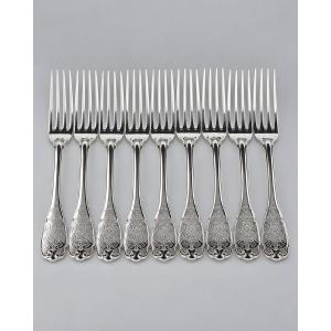 Puiforcat "élysée" - Dinner Fork - Solid Silver - 950‰ - 21 Cm - 90 G