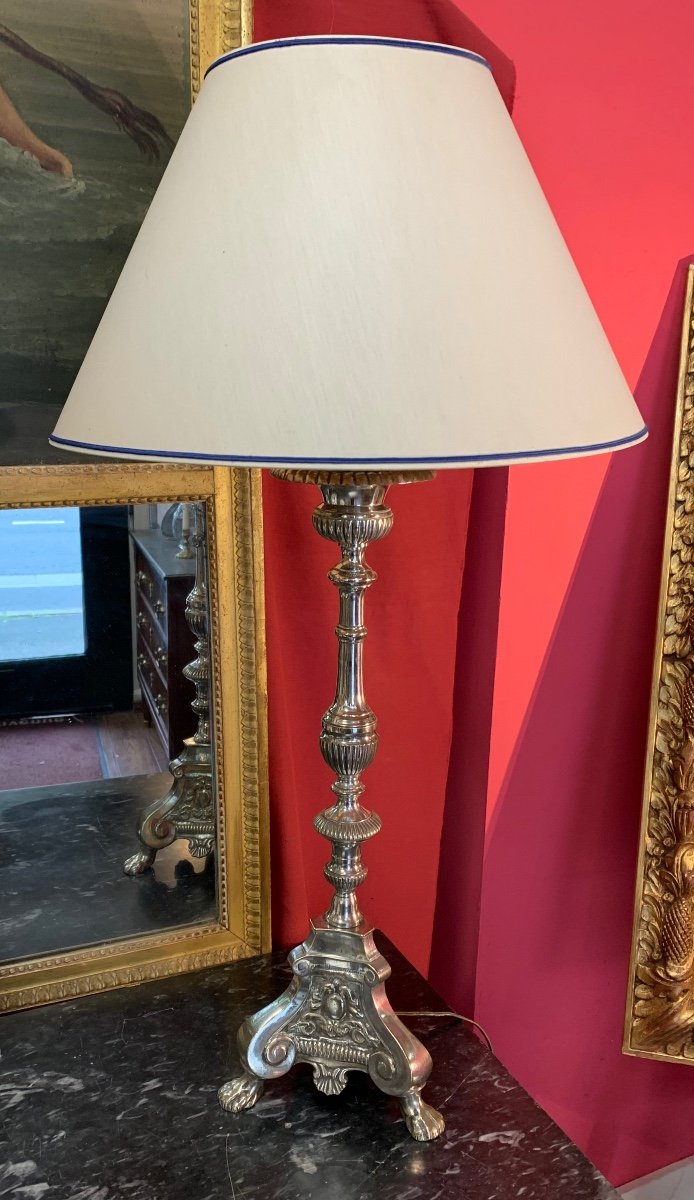 Louis XIV Candlestick Mounted In Lamp-photo-4