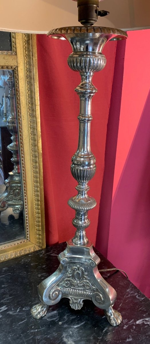 Bougeoir Louis XIV Monté En Lampe -photo-1