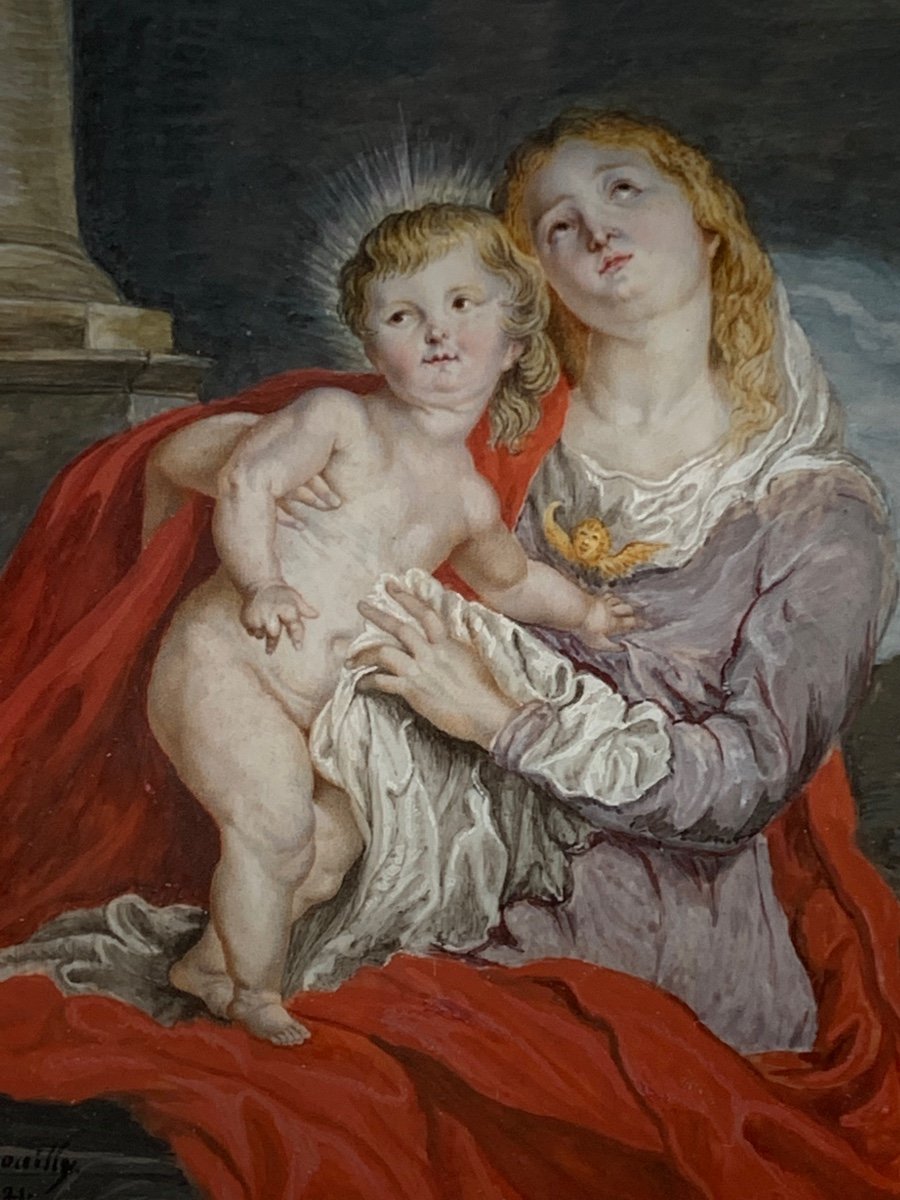 Vierge à L’enfant , Très Grande Miniature -photo-2