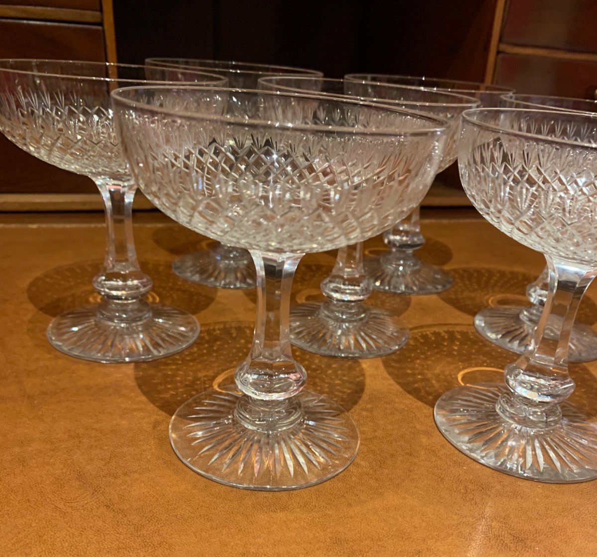 7 Coupes à Champagne Baccarat, Modèle Océan -photo-3