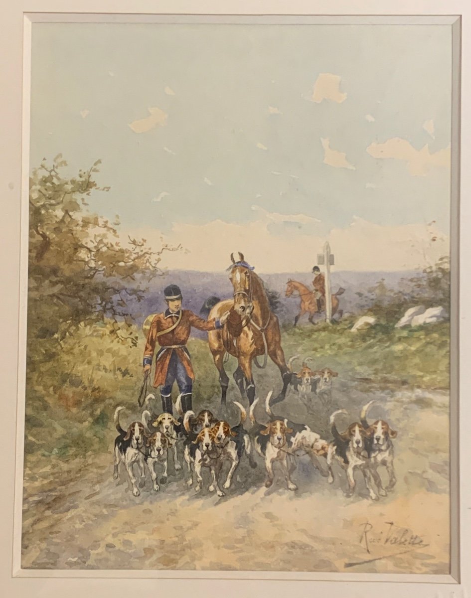 Pair Of Watercolors By René Valette-photo-1