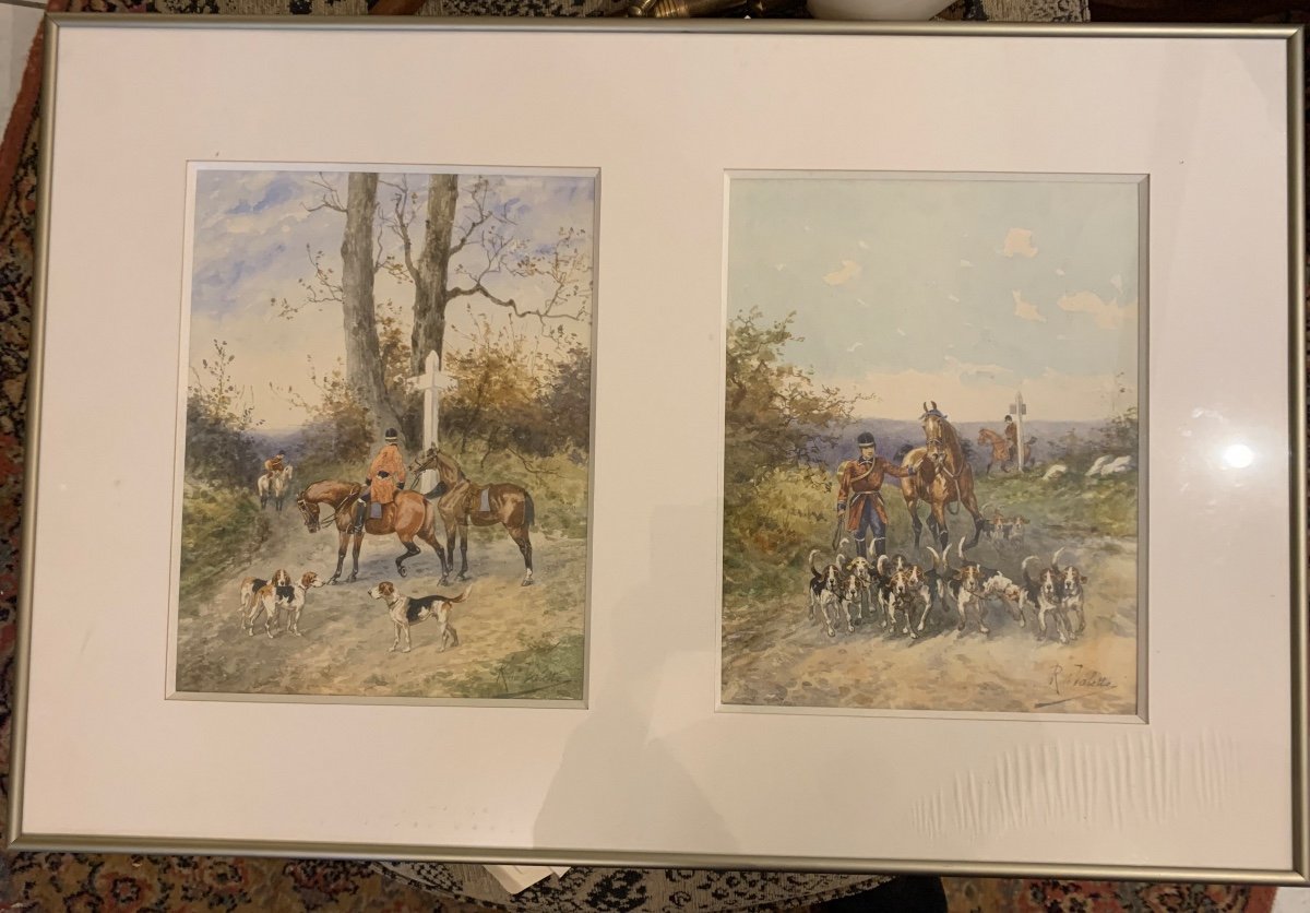 Pair Of Watercolors By René Valette-photo-3
